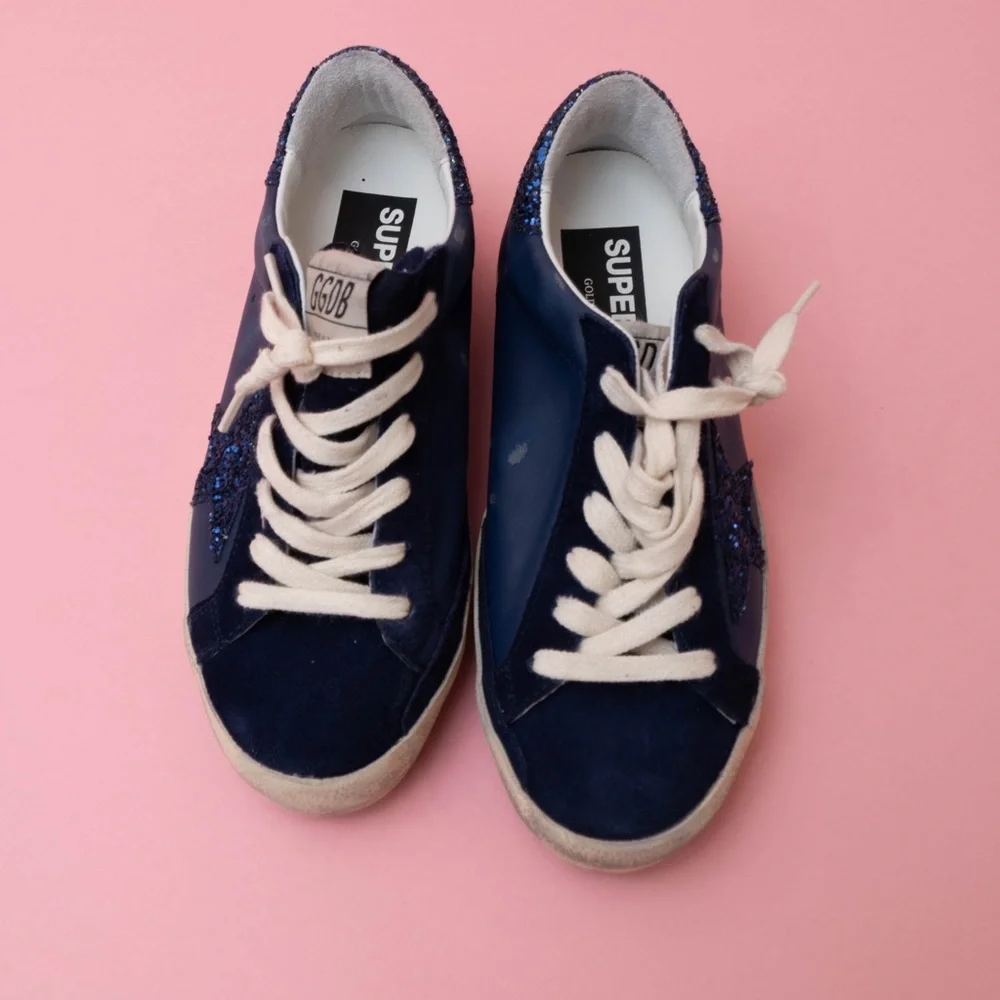 Authentic dark blue Golden Goose Superstars size 37 in excellent condition
